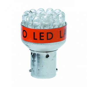 Red LED Lamp 12VDC 1.3W BA15D 2-Pack