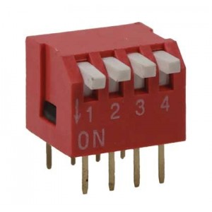 4-Way Piano Type Dip Switch - Red