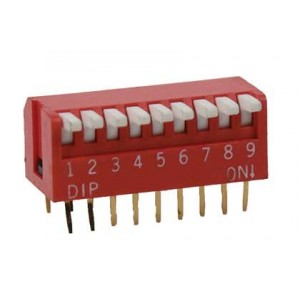9-Way Red Piano Type DIP Switch