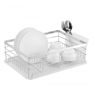 CASA CATANIA 110SS 1Tier Stainless Steel Dish Drainer - Clear White