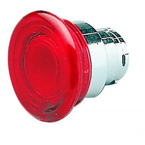 Red Illuminated Mushroom Push Button Spring Return Head