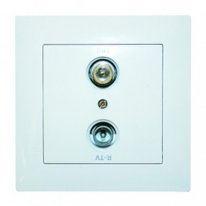 TV and Satellite Socket White for 3X3 Box