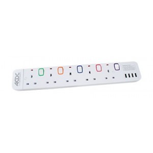 5-Way BS 13AMP Extender with 4 USB and 0.5M Cable