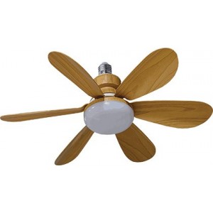 20 Inch 5 Blade E27 Ceiling Fan Lamp Wood Grain CCT Adjustable with Remote