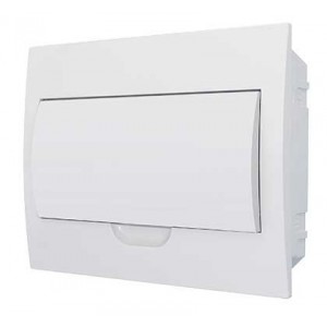 White 6-Way Flush Mount DIN Distribution Board with Grey Door &amp; Tray