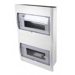 White DB 32 (2x16) Way Flush Distribution Board with Inner Tray for 13mm MCBs