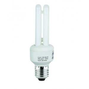 Compact 9W 2U Warm White E27 Compact Fluorescent Lamp 230V