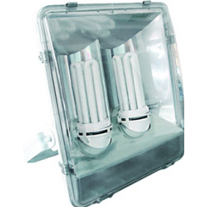 2X65W CFL Floodlight Plastic C/W Lamps IP65 428X407X157