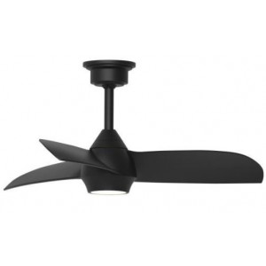 36-Inch Ceiling Fan in Black with 3 Blades- Remote Control- and LED Light