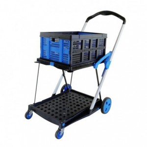 Double Deck Folding Trolley With One Basket