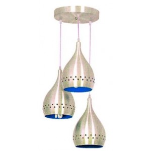 3 Tier Aluminium Pendant Light Fitting - Blue Inner Coating - 11 Inch