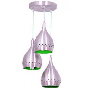 3 Tier Aluminium Pendant Light Fitting - Green Inner Coating (11 inch)