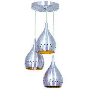 3 Tier Aluminium Pendant Light Fitting with Orange Inner Coating