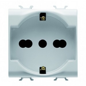 Chorus 2M 2P+E Italian/German 16A 250V Dual Socket White