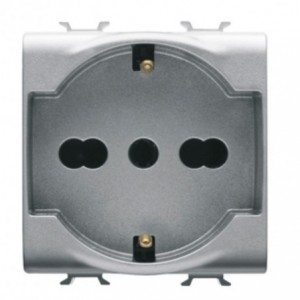 Chorus 2M 2P+E Italian/German 16A 250V Dual Socket Titanium