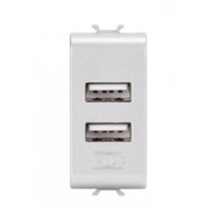 Chorus 1M USB 2-Port Charger Module 5VDC 2.1A Titanium
