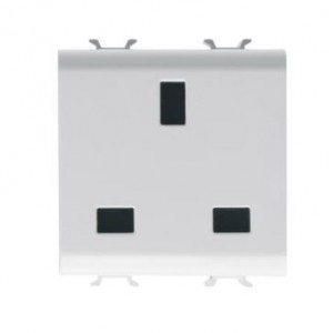 Chorus 2M 2P+E British 13A 250V Socket Satin White
