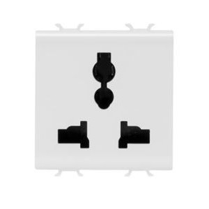 Chorus 2M Multi-STD Socket Mod. 2P+E - 250/125VAC Satin White
