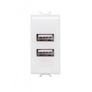 Chorus 1M USB 2-Port Charger Module 5VDC 2.1A Satin White
