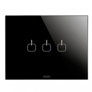 Ice Touch Black Cover Plate 3 Gang 3 Symbol