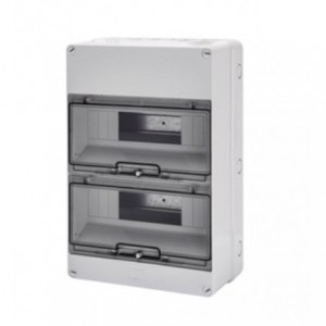 GREY SURFACE DB 2x12M CLEAR DOOR IP55