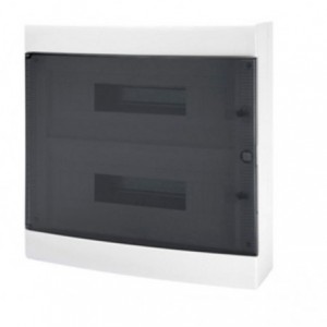 GREY SURFACE DB 2x18M CLEAR DOOR IP40