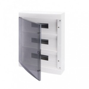 Grey Surface Distribution Board 3x18M with Clear Door IP40