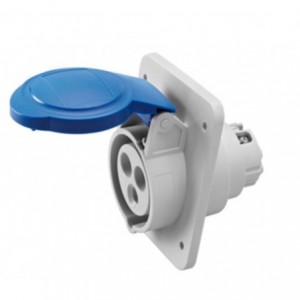16A 2P+E 230V 10 Degree Socket-Outlet IP44 6H 62x62 Flange