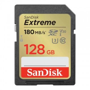 SanDisk Extreme SD UHS I 128GB Card for 4K Video for DSLR and Mirrorless Cameras 180MB/s Read &amp; 90MB/s Write- Lifetime Warranty
