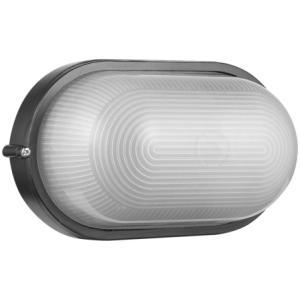 Ellies Illume Series - Large AC Oval Bulkhead - Aluminium  + Glass - E27 Base -BK