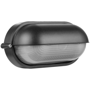Ellies Arc Series - AC Oval LED Bulkhead - Aluminium + Glass - E27 Base -BK
