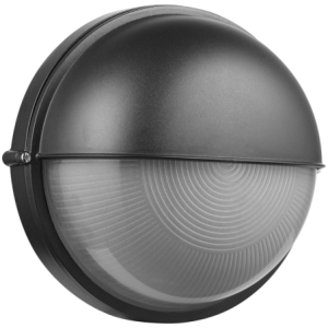 Ellies Arc Series - Large AC Round Bulkhead - Aluminium + Glass - E27 Base -BK