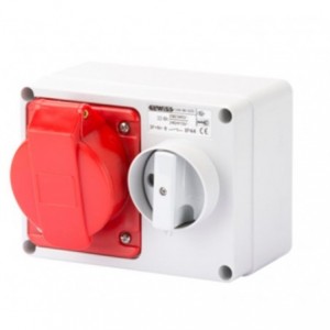32A 3P+N+E 400V Horizontal Interlocked Socket IP44 6H