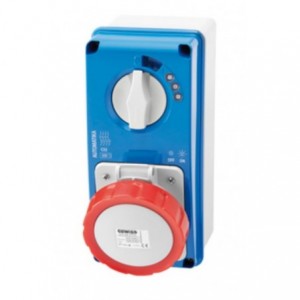 16A 3P+E 400V Vertical Interlocked Socket with MCB IP67 6H