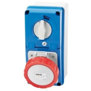 32A 3P+E 400V Vertical Interlocked Socket with Fuse Holder IP55 6H