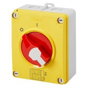 4P 16A Red/Yellow Hand Switch with Isolator IP69
