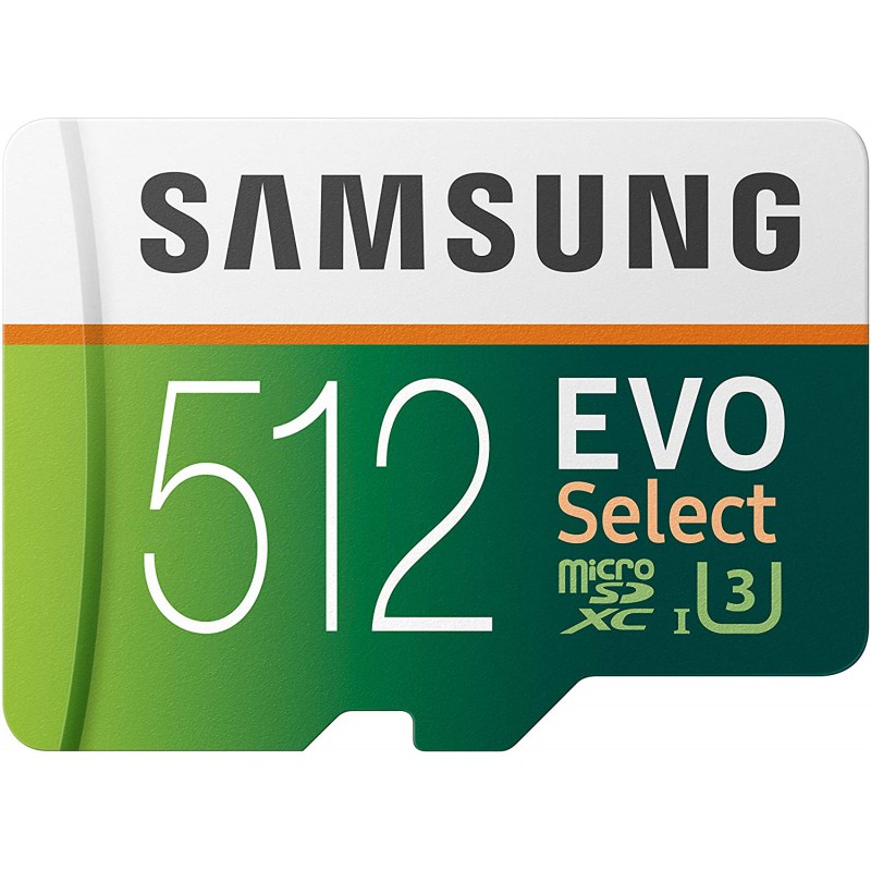 SAMSUNG EVO Select 512GB MicroSDXC UHS-I U3 100MB/s Full HD and 4K
