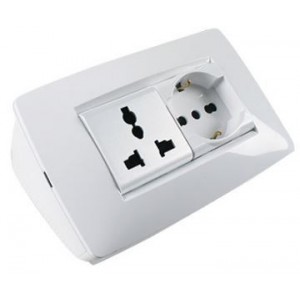 10/16A Multi Stnd + Shuko Socket Outlet Desktop Cntrl White