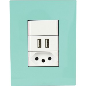 16A SA Switch Socket with USB 2.1A Kit Chorus Geo Caribbean Blu