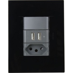 1 New Sa Sw Socket + USB 2-1A Kit Chorus Geo Black