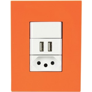 16A New SA Switched Socket with USB Kit Chorus Geo Opal Orange