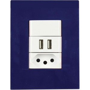 16A South African Switched Socket with USB Kit Chorus Geo Topaz Blue