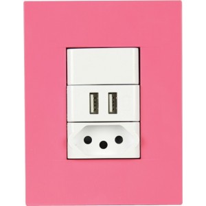 Chorus Geo Saphire Pink 16A New SA Switched Socket and USB Kit
