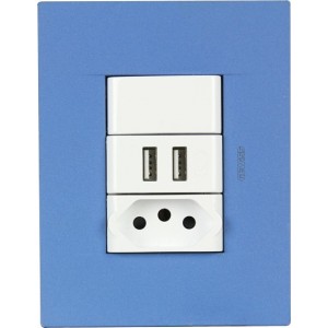16A SA Switch Socket with USB Kit Chorus Geo Sea Blue