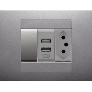 SA SW Socket with USB 2.1A Kit Chorus Geo Titanium