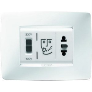 230VAC Shaving Socket Outlet Kit Chorus One White