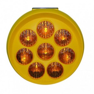 Yellow Solar Warning Light - 2V 2.5AH 8LED 386MM Dia