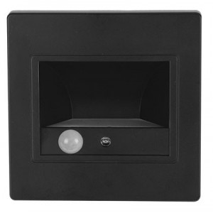 85-265VAC 1.5W 2700K LED Die Cast Aluminium Black Footlight with Sensor