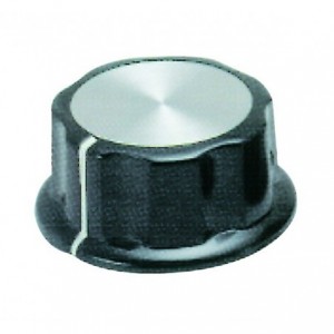 Black and Silver 19.8mm Diameter Knob for 6mm Shaft