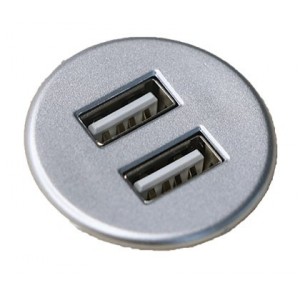 Silver Desk Top with 2x USB Ports (2.1A/5V)